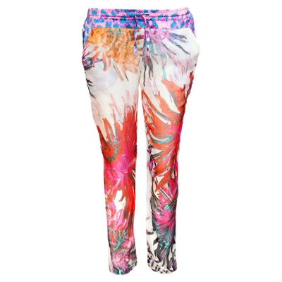 Pre-owned Roberto Cavalli Silk Straight Pants In Multicolour