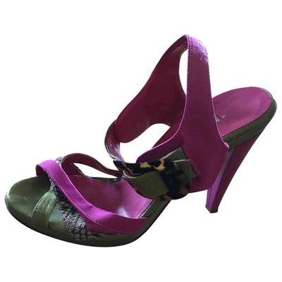 Pre-owned Pinko Green Leather Sandals