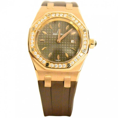 Pre-owned Audemars Piguet Royal Oak Lady Brown Pink Gold Watch
