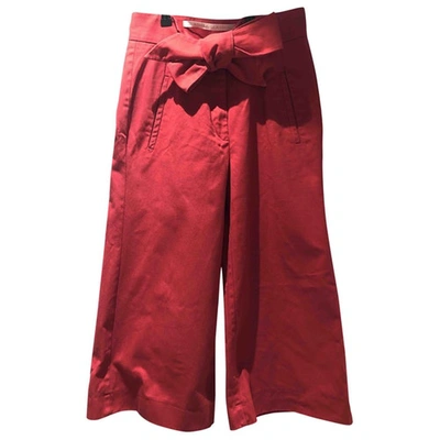 Pre-owned Anna Mason Red Cotton Trousers