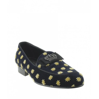 Pre-owned Dolce & Gabbana Velvet Flats In Blue