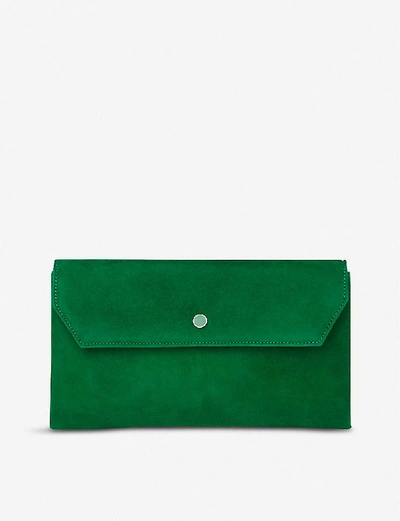 Lk Bennett Dora Suede Clutch Bag In Gre-green