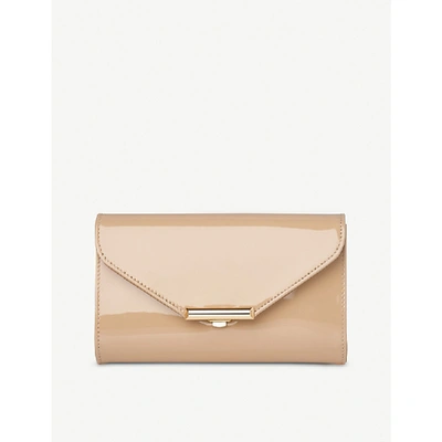 Lk Bennett Lucy Patent Leather Clutch In Bei-trench (beige)