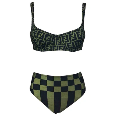 Pre-owned Fendi Khaki Cotton - Elasthane Swimwear