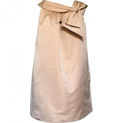 Pre-owned Moschino Silk Mid-length Dress In Beige
