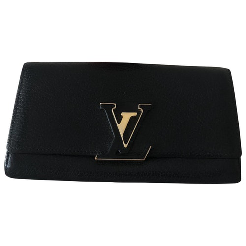 Pre-Owned Louis Vuitton Capucines Black Leather Wallet | ModeSens