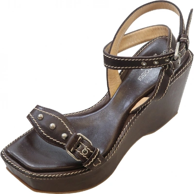 Pre-owned Sergio Rossi Leather Sandals In Brown