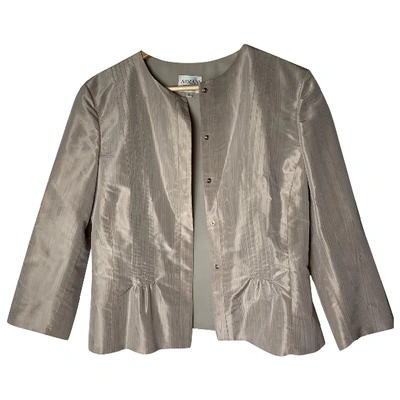 Pre-owned Armani Collezioni Silk Trench Coat In Metallic