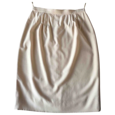 Pre-owned Karl Lagerfeld Wool Mid-length Skirt In Beige