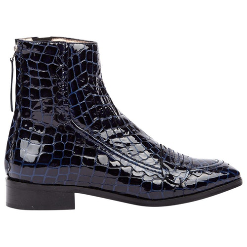 PreOwned Alexa Chung Blue Patent Leather Ankle Boots