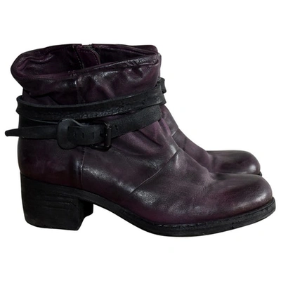 Pre-owned As98 Purple Leather Ankle Boots