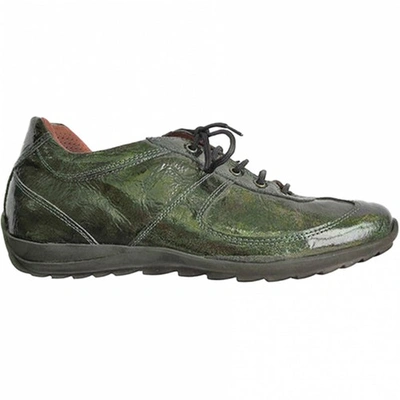 Pre-owned Roberto Cavalli Patent Leather Trainers In Green