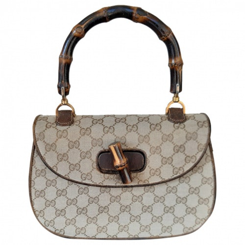 Pre-Owned Gucci Bamboo Brown Leather Handbag | ModeSens