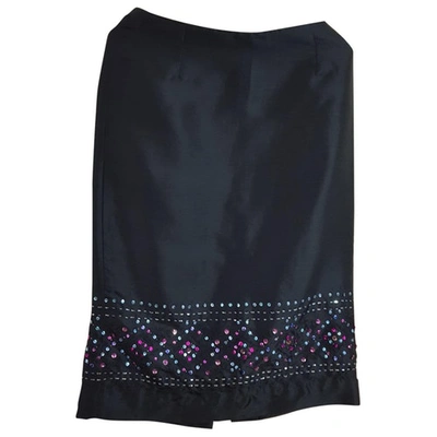 Pre-owned Ann Taylor Silk Mid-length Skirt In Black