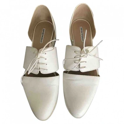 Pre-owned Emporio Armani Patent Leather Lace Ups In White