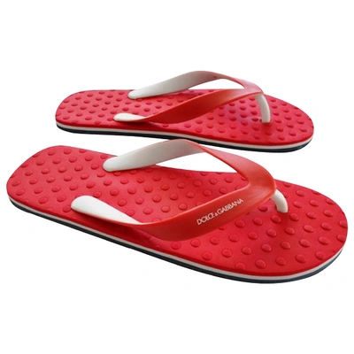 Pre-owned Dolce & Gabbana Flip Flops In Red