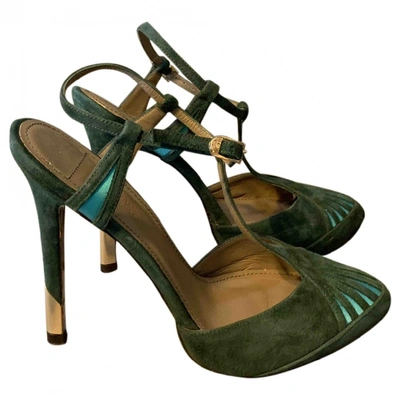 Pre-owned Versace Heels In Green
