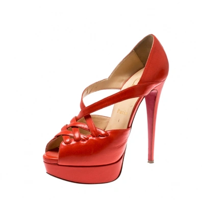 Pre-owned Christian Louboutin Orange Leather Heels