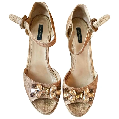 Pre-owned Dolce & Gabbana Cloth Sandal In Beige