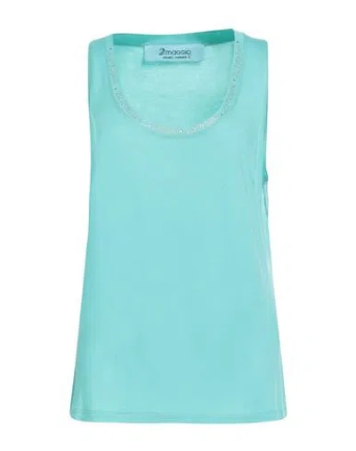 22 Maggio By Maria Grazia Severi Woman Tank Top Turquoise Size 12 Modal, Elastane