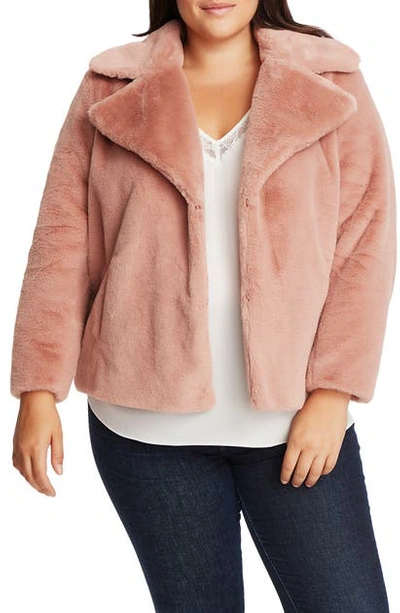 1.state Faux Mink Wide Collar Jacket In Blush
