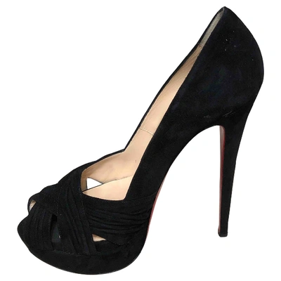 Pre-owned Christian Louboutin Lady Peep Heels In Black