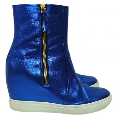 Pre-owned John Richmond Leather Ankle Boots In Blue