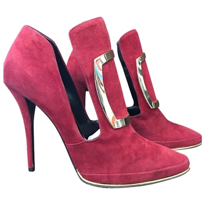 Pre-owned Balmain Red Suede Ankle Boots