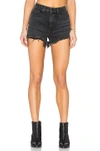 Alexander Wang 'bite' Frayed Cuff Denim Shorts In Grey Aged