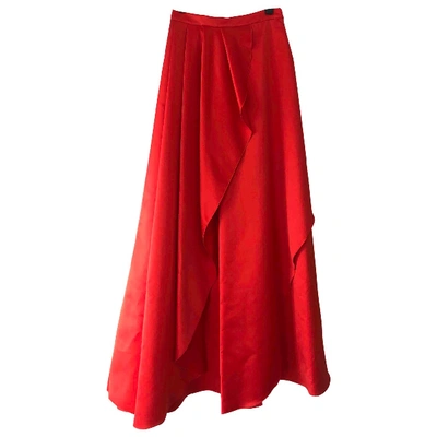 Pre-owned Carolina Herrera Maxi Skirt In Orange