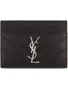 Saint Laurent Quilted Leather Card Holder In Black