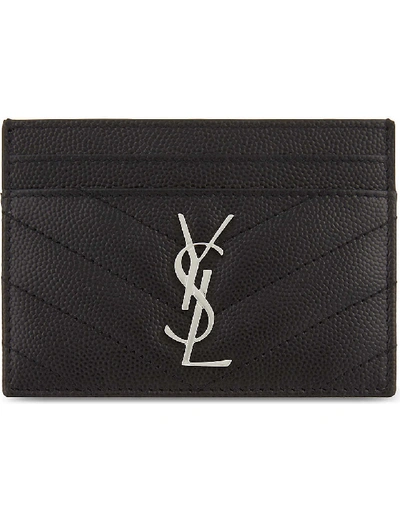 Saint Laurent Quilted Leather Card Holder In Black