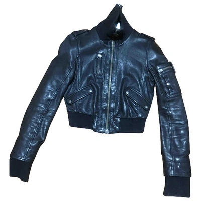 Pre-owned Patrizia Pepe Leather Biker Jacket In Black