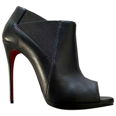 Pre-owned Christian Louboutin Leather Open Toe Boots In Black