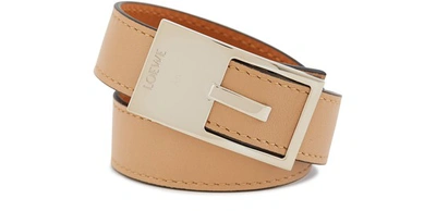 Loewe Logo Engraved-buckle Leather Bracelet In Desert