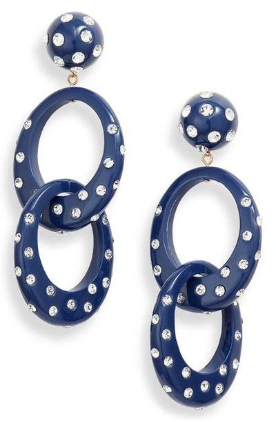 Lele Sadoughi Interlocking Oval Hoop Earrings In Midnight Blue