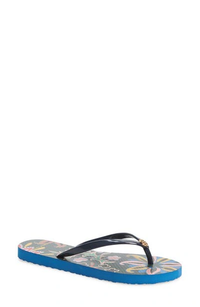 Tory Burch Thin Flip Flop In Tory Navy /mountain Floral
