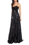 Dress The Population Marianna Paillette Evening Gown In Black