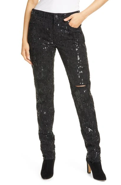 Polo Ralph Lauren Avery Sequin Boyfriend Jeans In Black Beaded