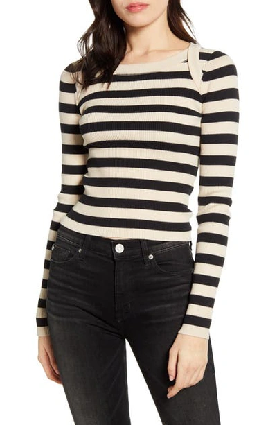 Current Elliott Current/elliott The It Girl Striped Top In Beige And Black