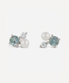 DINNY HALL SILVER GEM DROP TRILOGY TOPAZ AND PEARL STUD EARRINGS,000639490