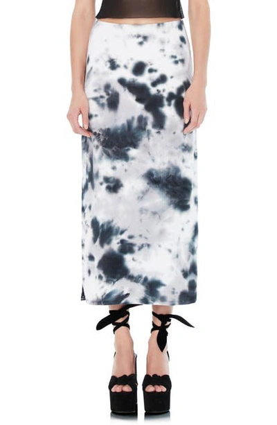 Afrm Lyon Rib Tie Dye Midi Skirt In Noir Tie Dye