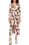 Afrm Zoey Animal Print Long Sleeve Dress In Stamped Snake