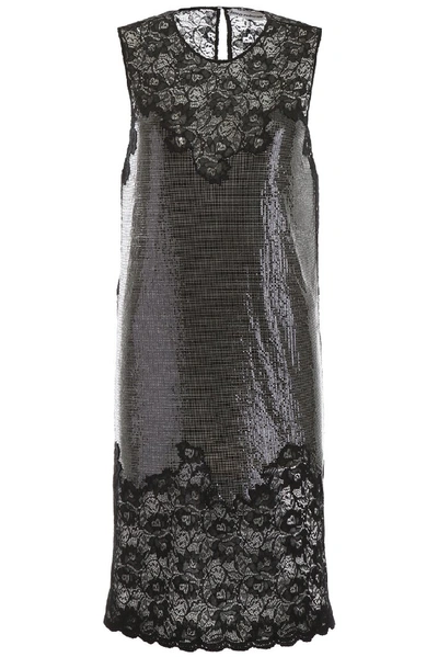 Paco Rabanne Chainmail Dress With Lace In Black