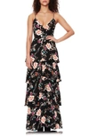 AFRM BERLIN FLORAL TIERED CREPE MAXI DRESS,AED019689