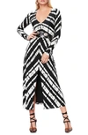 Afrm Zoey Animal Print Long Sleeve Dress In Chevron Tie Dye