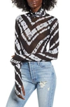 Afrm Zadie Semi Sheer Turtleneck In Chevron Tie Dye