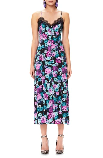 Afrm Sanders Lace Trim Floral Midi Dress In Electric Garden