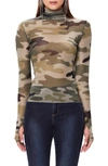 Afrm Zadie Semi Sheer Turtleneck In Camo