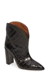 Paris Texas Ankle Boots In Black And Gold Croc Embossed Leather